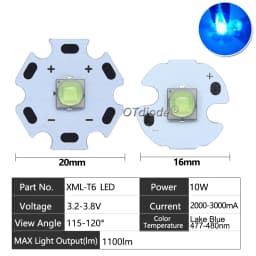 High Power LED 5W-10W 5050 XLM T6 5050-L2 3-3.7V Warm Neutral Cold White Red Green Blue UV Purple Chip Diodes Flashlights Part