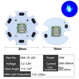 High Power LED 5W-10W 5050 XLM T6 5050-L2 3-3.7V Warm Neutral Cold White Red Green Blue UV Purple Chip Diodes Flashlights Part