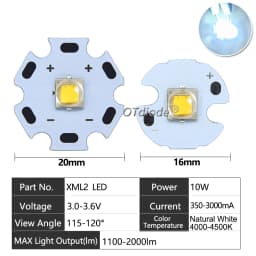 High Power LED 5W-10W 5050 XLM T6 5050-L2 3-3.7V Warm Neutral Cold White Red Green Blue UV Purple Chip Diodes Flashlights Part