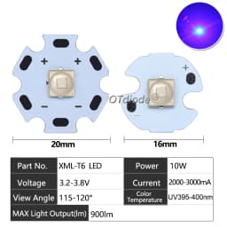 High Power LED 5W-10W 5050 XLM T6 5050-L2 3-3.7V Warm Neutral Cold White Red Green Blue UV Purple Chip Diodes Flashlights Part