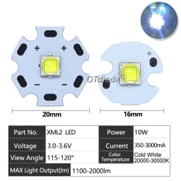High Power LED 5W-10W 5050 XLM T6 5050-L2 3-3.7V Warm Neutral Cold White Red Green Blue UV Purple Chip Diodes Flashlights Part