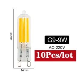 10Pcs/lot Brightest G9 LED Lamp G4 AC 220V 230V 240V 6W 9W Glass COB Led Bulb Warm/Cold White Spotlight Replace Halogen Light