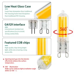 10Pcs/lot Brightest G9 LED Lamp G4 AC 220V 230V 240V 6W 9W Glass COB Led Bulb Warm/Cold White Spotlight Replace Halogen Light
