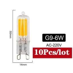 10Pcs/lot Brightest G9 LED Lamp G4 AC 220V 230V 240V 6W 9W Glass COB Led Bulb Warm/Cold White Spotlight Replace Halogen Light
