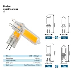 10Pcs/lot Brightest G9 LED Lamp G4 AC 220V 230V 240V 6W 9W Glass COB Led Bulb Warm/Cold White Spotlight Replace Halogen Light