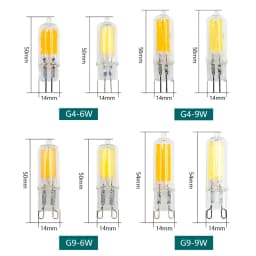 10Pcs/lot Brightest G9 LED Lamp G4 AC 220V 230V 240V 6W 9W Glass COB Led Bulb Warm/Cold White Spotlight Replace Halogen Light