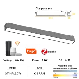 ST1 Series Smart TUYA ZIGBEE Ultra Thin Aluminum Magnetic Track Light 6mm No Cell Required High Hardness Modern Flexible Fixture