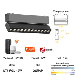 ST1 Series Smart TUYA ZIGBEE Ultra Thin Aluminum Magnetic Track Light 6mm No Cell Required High Hardness Modern Flexible Fixture