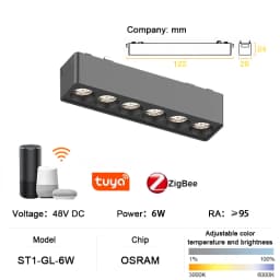ST1 Series Smart TUYA ZIGBEE Ultra Thin Aluminum Magnetic Track Light 6mm No Cell Required High Hardness Modern Flexible Fixture