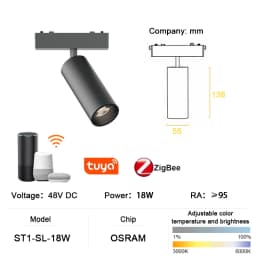 ST1 Series Smart TUYA ZIGBEE Ultra Thin Aluminum Magnetic Track Light 6mm No Cell Required High Hardness Modern Flexible Fixture