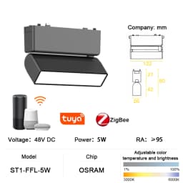 ST1 Series Smart TUYA ZIGBEE Ultra Thin Aluminum Magnetic Track Light 6mm No Cell Required High Hardness Modern Flexible Fixture