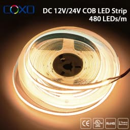FCOB COB LED Strip Light 320 480 LEDs/m 16.4ft UL Listed High Density Flexible Tape Ribbon 3000 4000K RA90 Led Lights DC12V 24V