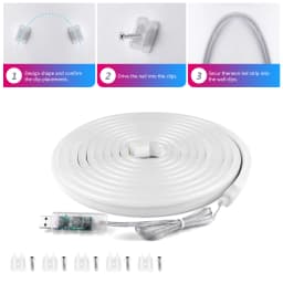 5V USB RGBIC Neon LED Strip WS2812 Fairy Dream Color RGB LED Neon Rope Lights with Bluetooth App and Remote For DIY Home Deocor