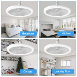 IRALAN Socket Ceiling Fan With Light E27 3 Fan Speeds Dimmable 3 Light Colors Easy To install For Bedroom Kitchen And Balcony