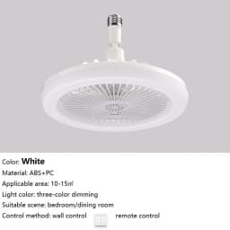 IRALAN Socket Ceiling Fan With Light E27 3 Fan Speeds Dimmable 3 Light Colors Easy To install For Bedroom Kitchen And Balcony
