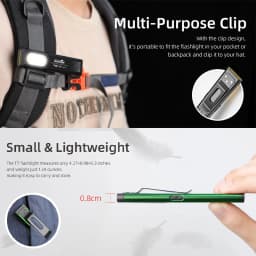 WARSUN T7 LED Torch Portable Mini Flashlight 800LM Rechargeable Pocket Light Magnetic Base Clip Work Light Hiking Fishing EDC
