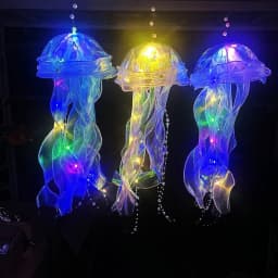 5PCS Jellyfish Bedroom Night Light Lamp Button Battery Hanging Atmosphere Decoration Lamp with Ribbon&Bead for Girl Bedroom 2024