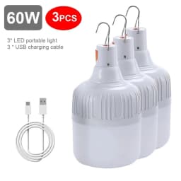 60W 80W Camping Light USB Rechargeable LED Emergency Lamp Outdoor Portable Lanterns with Hook for BBQ Tents Battery Bulb