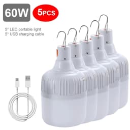 60W 80W Camping Light USB Rechargeable LED Emergency Lamp Outdoor Portable Lanterns with Hook for BBQ Tents Battery Bulb