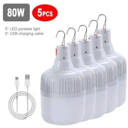 60W 80W Camping Light USB Rechargeable LED Emergency Lamp Outdoor Portable Lanterns with Hook for BBQ Tents Battery Bulb