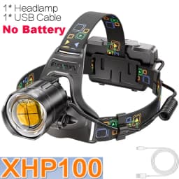 Super Bright LED Headlamp with XHP90 Lamp Beads Waterproof Headlight Power Display Suitable Exploration Hunting Fishing
