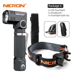 NICRON Led Flashlight Handfree Dual Fuel 90 Degree Twist Rotary Clip 600LM Waterproof Magnet Mini Lighting LED Torch Outdoor N7