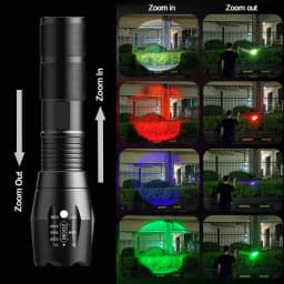 Multicolor 4 Colors in 1 LED White Red Blue Green Blue Light 4 Modes Zoomable Flashlight Red Torch Rechargeable Flashlights