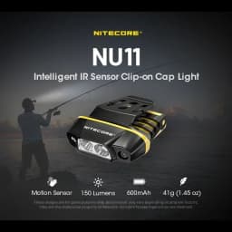 NITECORE NU11 Rrechargeable Intelligent IR Sensor Clip-on Cap Light 150Lumens Built in 600mAh battery