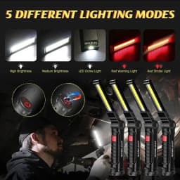 1/2/3/5Pcs Magnetic COB LED Flashlight Portable USB Rechargeable Work Light Hanging Lamp with Built-in Battery Camping Torch