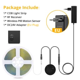 Movable Sensing PIR Motion Sensor LED Strip Lights 24V COB LED Lamp Diode Tape with RF Reciever for Stairs Living Room Lighting
