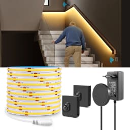 Movable Sensing PIR Motion Sensor LED Strip Lights 24V COB LED Lamp Diode Tape with RF Reciever for Stairs Living Room Lighting