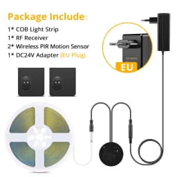 Movable Sensing PIR Motion Sensor LED Strip Lights 24V COB LED Lamp Diode Tape with RF Reciever for Stairs Living Room Lighting
