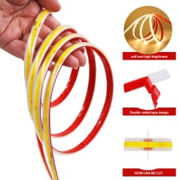 AC 230V COB Strip 240LEDs/M IP65 Waterproof Tape Adhesive With 2Pin Wire Cable 220V Cold Natural Warm White 10CM Can Be Cut