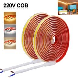 AC 230V COB Strip 240LEDs/M IP65 Waterproof Tape Adhesive With 2Pin Wire Cable 220V Cold Natural Warm White 10CM Can Be Cut