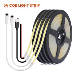 DC5V USB COB LED Strip 3mm 5mm 8mm Width 12V 320LEDs Flexible LED Strip Light with Adhesive High Density Linear Lighting