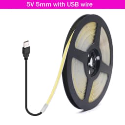 DC5V USB COB LED Strip 3mm 5mm 8mm Width 12V 320LEDs Flexible LED Strip Light with Adhesive High Density Linear Lighting