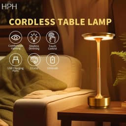 HPH Decorative Table Lamp Wireless Simple Dimmable Room Decorations Classic Retro Table Lamp Rechargeable Touch Desk Lamp