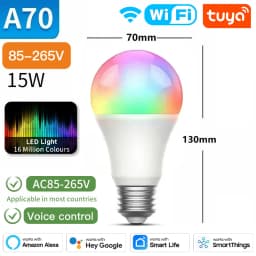 TNCE Tuya E27 Bulb WIFI Zigbee Bluetooth, Dimmable Light LED Lamp 2700-6500k RGB, Smart Life APP, Voice with Alexa Google Home