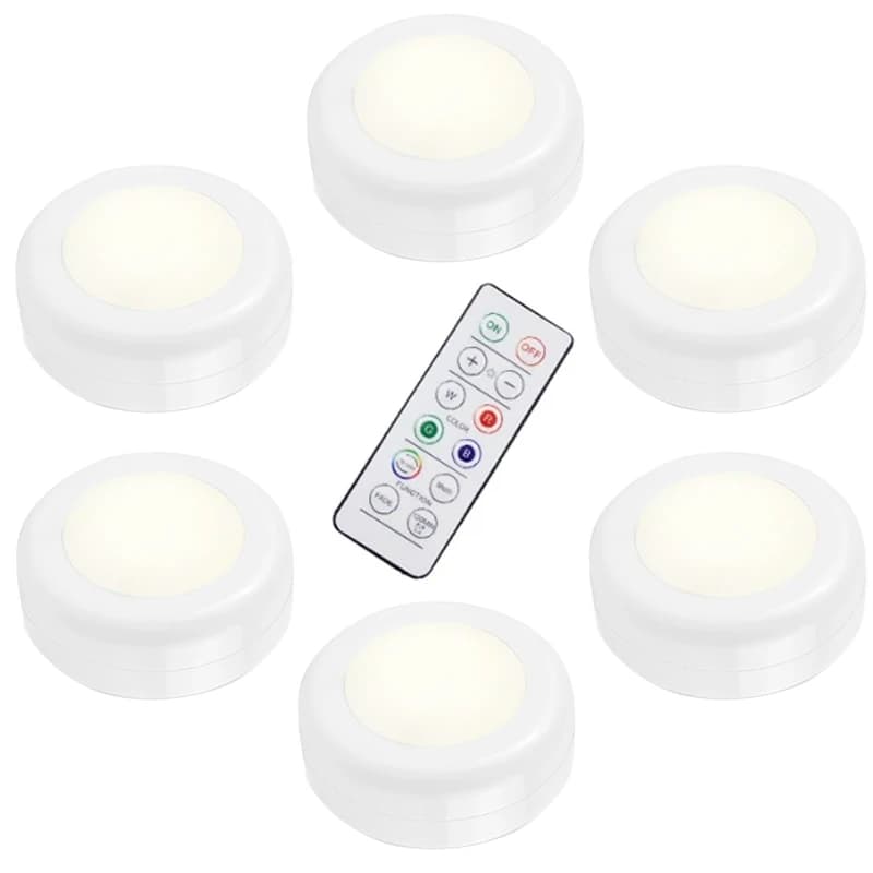 Remote Control Cabinet Lights Battery Powered Night Light Dimmable Warm/White Light Kitchen Lights Closet Aisle Stairs Lighting