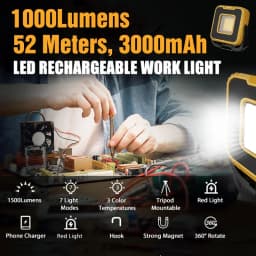 New Portable LED Spotlight 1000LM Super Bright 3000mAh LED Work Light Rechargeable Outdoor Camping Lamp Waterproof Working Light
