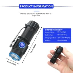 20W Mini Flashlight Super Bright P50 LED Flashlights with Tail Magnet 16340 Battery USB Rechargeable Camping Emergency Torch