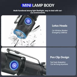 20W Mini Flashlight Super Bright P50 LED Flashlights with Tail Magnet 16340 Battery USB Rechargeable Camping Emergency Torch