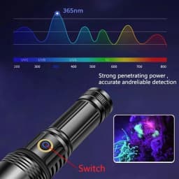2024 New 80W 365nm UV Flashlight USB Rechargeable UV Light Powerful Black Light Flashlight for Pet Urine Detection, Resin Curing