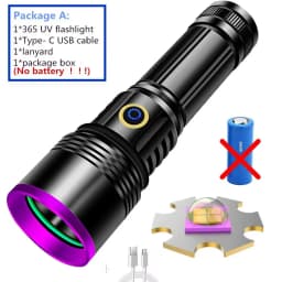 2024 New 80W 365nm UV Flashlight USB Rechargeable UV Light Powerful Black Light Flashlight for Pet Urine Detection, Resin Curing