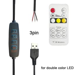 DC 5V LED Dimmer 1.5m USB Cable with Switch Dimmable Remote Control 2pin 3Pin Extension Wire for Single 2 3 Colors CCT LED Light