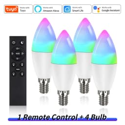 Wifi E14 Led Bulbs 220V Candle Light Tuya Smart Life Spotlight RGB Lamp with RF 2.4G Remote Group Voice Control Alexa Google