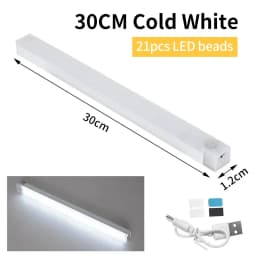 Rechargeable PIR Motion Sensor LED Bar Lights Human Infared Induction Night Light Portable Kitchen Cabinet Light 10/20/30/50cm