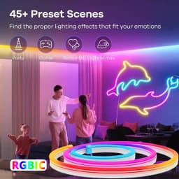TUYA Neon LED Strip Lights 5V 72LEDs/M Silicone Neon Rope Light with Music Sync RGBIC Dreamcolor Chasing Strip Tape for Room