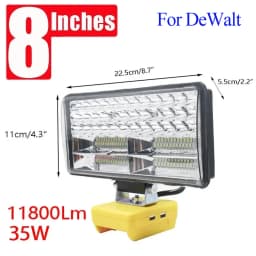 8Inch Led Light Spotlight Outdoor Work Fishing Handheld Emergency Lamp For Dewalt For Milwaukee For Makita For Bosch 18V Battery