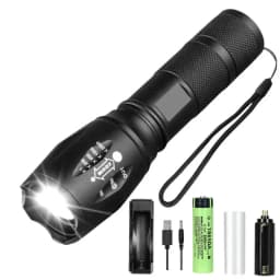 1/2 Pack Rechargeable LED Flashlight, Zoomable Flashlights Al Alloy Portable Handheld Flashlights with 5 Modes,Waterproof